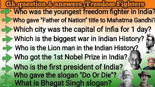 Gk Quiz on India | Indian History Gk | Gk Quiz On Indian Freedom Fighters | Gk Questions and Answers