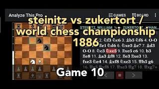 steinitz vs zukertort /world chess championship 1886 game 10