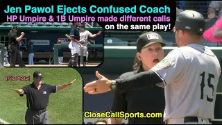 Jen Pawol Ejects Manager When Plate & Base Umpires Make Different Calls on the Same Play