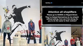 Banksy Encourages Fans To Shoplift At Guess After They Used His Graffiti Artwork Without Permission!