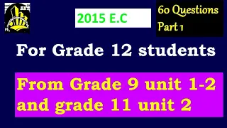 Chemistry selected questions from grade 9 unit 1,2 and grade 11 unit 2 for Grade 12 part 1