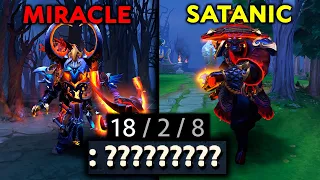 SATANIC goes MID vs MIRACLE in a 10 PRO PLAYERS dota game