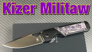 Kizer Militaw in a very cool variant !  Purple Haze fat carbon inlay with S45VN shiny DLC !!!