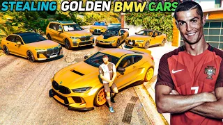 Gta 5 - Stealing Luxury Golden BMW Cars With Cristiano Ronaldo! (Real Life Cars #42)