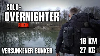 24 h Solo-Overnighter - Rhein | Versunkener Bunker Lost Place | Gewässerüberquerung | 18 km + 27 kg