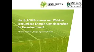 Webinar Energiegemeinschaften für Umsetzer:innen