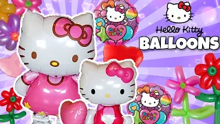 Hello Kitty BALLOON Party! We Inflate Our Giant Balloons With Helium - Popping Flower Balloons