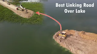 Best Technique Linking Road Operated SHANTUI Bulldozer Moving Soil into water to building