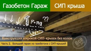 Гараж из газобетона. Большая СИП Крыша без колонн. Часть 2. Все по уму