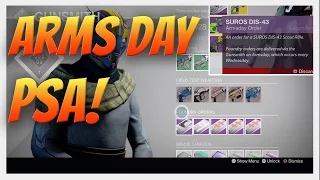 Destiny ARMS DAY PSA! You can dismantle Arms Day Orders for a new one from Banshee-44