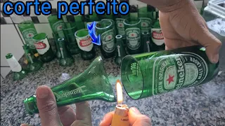 corte perfeito como cortar garrafa de vidro rápido ideia incrível com isqueiro e arame simples