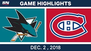 NHL Highlights | Sharks vs. Canadiens - Dec 2, 2018