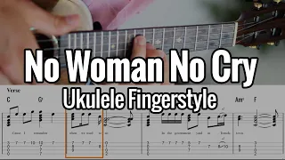Bob Marley - No Woman No Cry (Ukulele Fingerstyle) Tabs On Screen