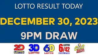 Lotto Result Today DECEMBER 30 2023 9pm Ez2 Swertres 2D 3D 6D 6/42 6/55 PCSO