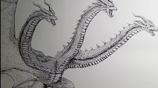 Drawing King Ghidorah. Godzilla