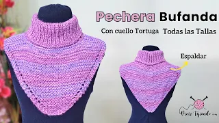 Cuello Pechera a Dos Agujas con cuello Tortuga – Patrón de Palitos hermoso y FÁCIL DE TEJER