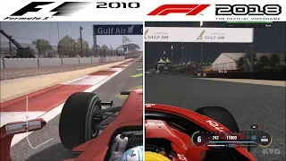 F1 Game Comparison (2010 - 2018 | Bahrain International Circuit | Bahrain GP Hotlaps)