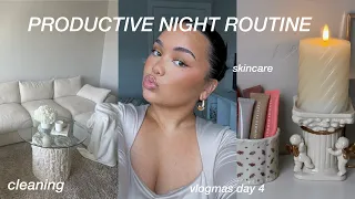 WINTER NIGHT ROUTINE!!🤍🫧 skincare, cleaning, reading, etc!! Vlogmas day 4
