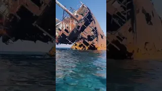 Ocean with old ship