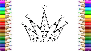 How to Draw a Crown easy Step by Step🥰 .Easy Easy Drawing and Coloring for Kids💖