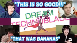 Streamers React to Dream VS Technoblade Animation by SAD-IST (George, Eret, BadBoyHalo, Karl Jacobs)