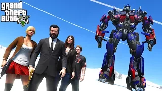 GTA 5 Mods - MICHAEL'S FAMILY VS OPTIMUS PRIME - GTA 5 TRANSFORMERS MOD !!!