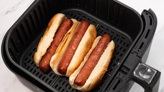 Air Fryer Hot Dogs with Time & Temp.