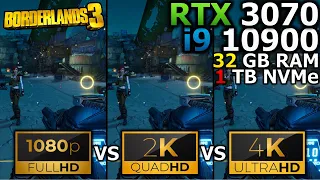 Borderlands 3 | 1080p vs 1440p vs 2160p | RTX 3070 | i9 10900 | 32GB RAM | 1TB NVMe