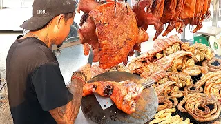 BBQ Pork Smoked with Charcoal - Pig legs, Pork Belly, Intestine, Duck & More