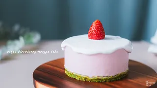 【療癒音樂版】免烤無麩質！〖全素草莓慕斯蛋糕〗How to make VEGAN STRAWBERRY MOUSSE CAKE (Eng Sub)｜純素食譜｜ASMR