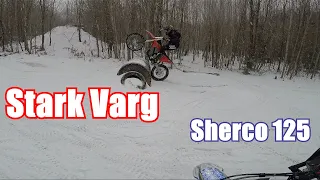 Sherco 125 SE и Stark Varg первый снег