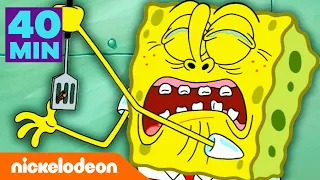 Bob Esponja | 40 minutos dos momentos mais DOLOROSOS da Fenda do Biquíni! | Nickelodeon em Português