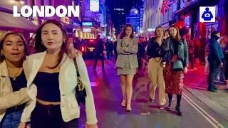 London, England 🇬🇧 Central London Night Walk | West End Nightlife | Soho Bars Walking, 4K HDR Walk