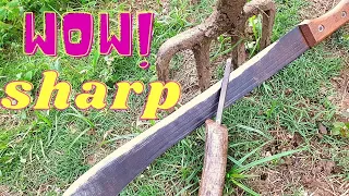 How to sharpen a machete/cutlass | CAUTION- Very sharp😮