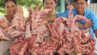 Cooking 80 KG of BONE COW LEG Soup Recipe For Eating and Donation with my Villagers - Sharing Foods