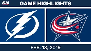 NHL Highlights | Lightning vs. Blue Jackets - Feb 18, 2019