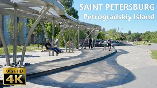 Saint Petersburg Petrogradskiy Island - Walking Tour 4K 60fps🎧- Old Architecture - City Walk