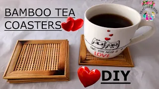 DIY Bamboo Tea Coffee Cup Mug Bottle Drinks Beverage Table Mat Coaster Set Making Tutorial [PART-A]