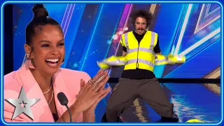 HILARIOUS HI-VIS STRIPTEASE leaves Simon baffled! | Auditions | BGT 2023