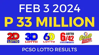 Lotto Result February 3 2024 9pm PCSO