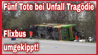 🆘️SCHWERER UNFALL MIT FLIXBUS❗️Fünf Tote und etliche Verletzte🚑Umgekippt auf A9 bei Wiedemar🚒