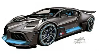 Realistic Car Drawing - Bugatti Divo - Time Lapse