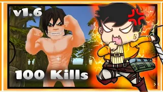 EREN 100-TITAN KILLS CHALLENGE! | AOTTG Mobile v1.6 Gameplay