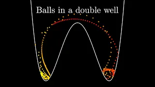 Balls dropped on a double well curve (~ x^4 - x^2)