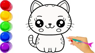 Cute Cat Drawing 🐱 How to draw easy Kitten for kids & toddlers