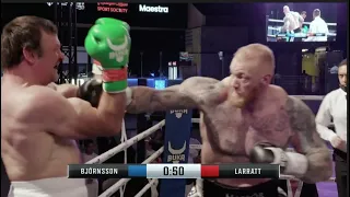 (FULL FIGHT) 'THE MOUNTAIN' THOR BJORNSSON v DEVON 'NO LIMITS' LARRATT / *STRONGMAN v ARM-WRESTLER*