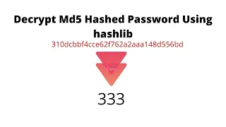 Decrypt Md5 Hashed Password Using hashlib in Python