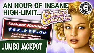 ⬆ INSANE HIGH-LIMIT JACKPOTS! 💰 Almost ONE HOUR of Golden Goddess Slots