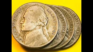 1942 - 1945 US Wartime Silver Nickels