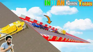 Indian Cars Train Vs MEGA Sky Ramp GTA 5